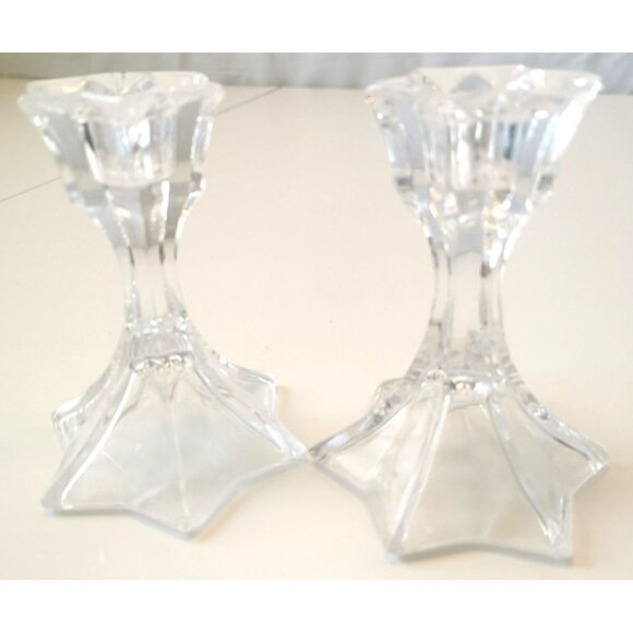Crystal Candle Holders Pair Elegant Vintage - Picture 1 of 6